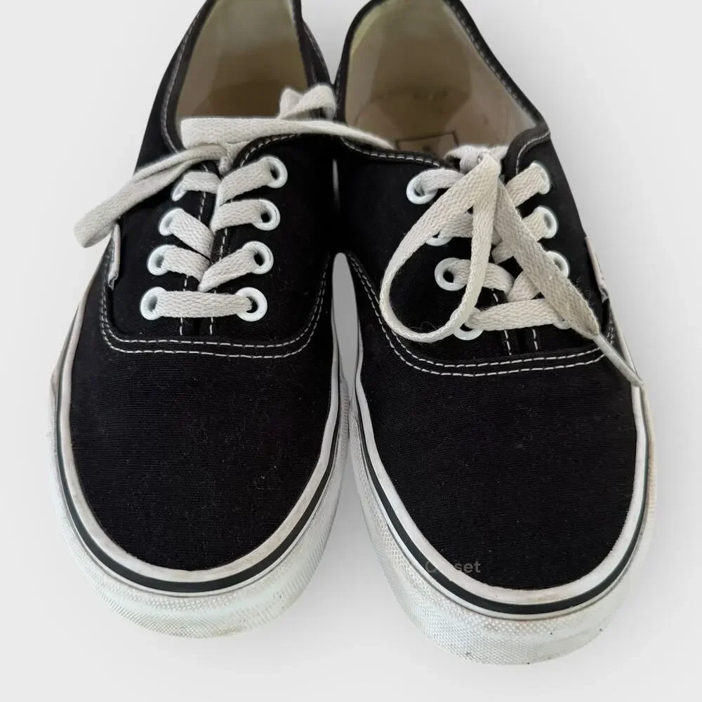 Vans Authentic Canvas Skate Shoes US 5 Black Low Top Lace Up Classic Sneakers
